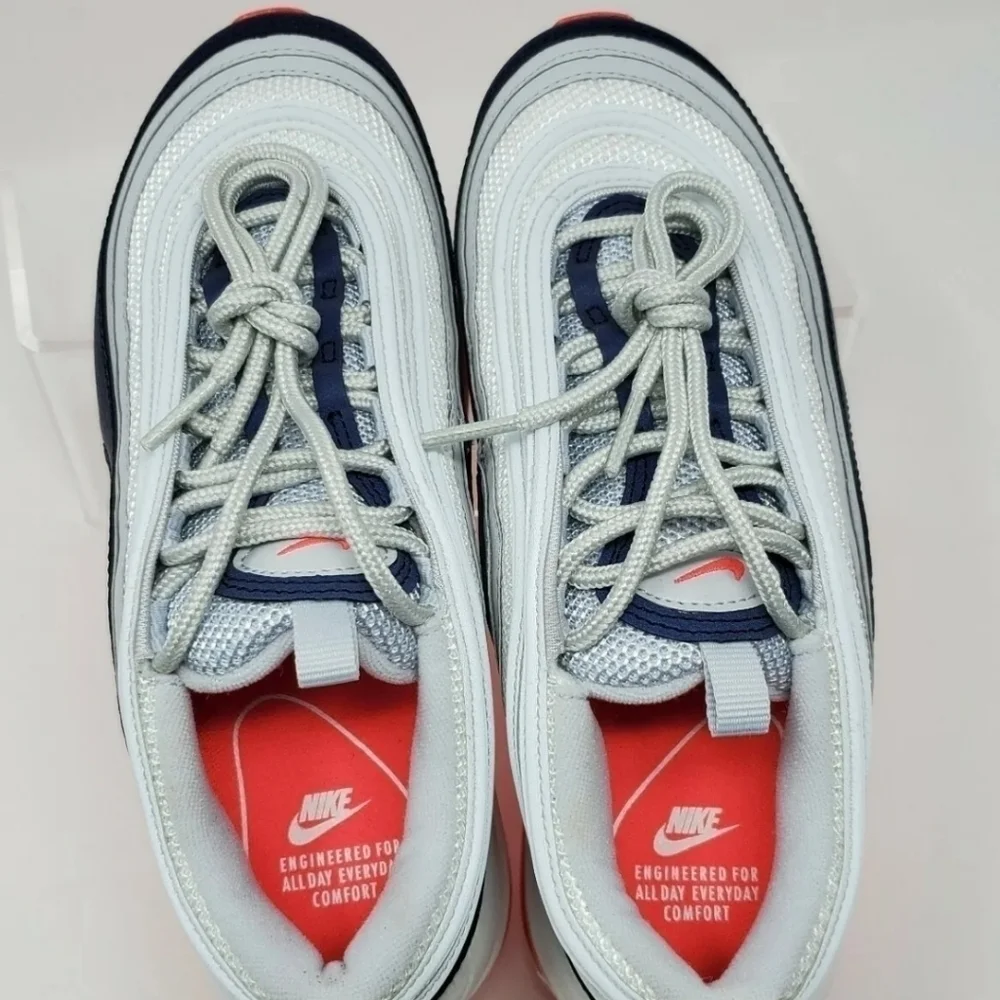 Nike Air Max 97 Women's Pure Platinum Laser Orange Size 5.5  921733-015 New